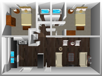 This image is the visual 3D representation of Floorplan C in Hesperia Regency Apartments.