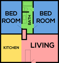 This image is the visual schematic representation of Floorplan B in Hesperia Regency Apartments.