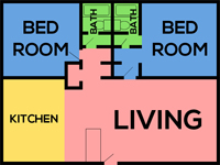 This image is the visual schematic representation of Floorplan C in Hesperia Regency Apartments.